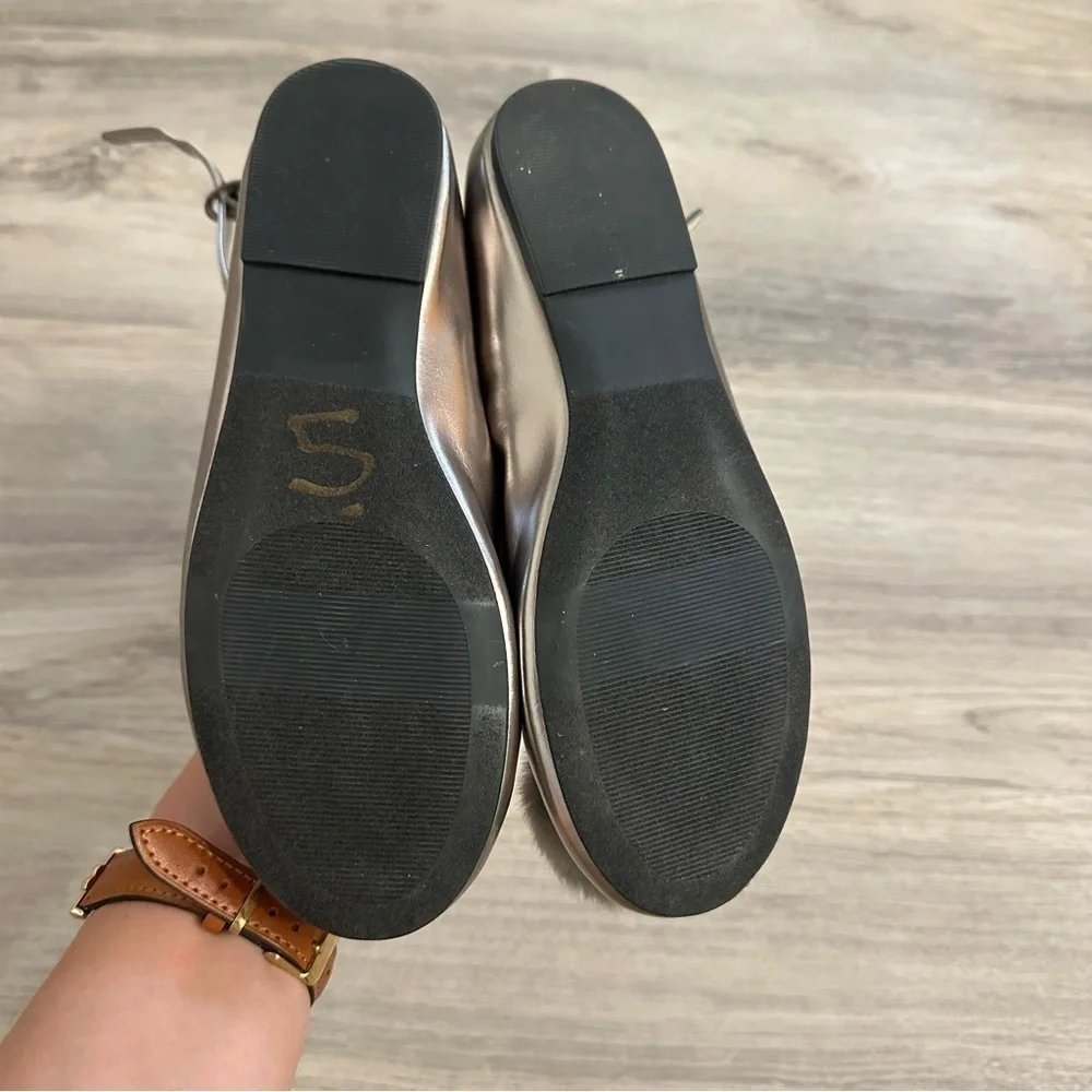 Nordstrom Bella Pom Pom Ankle Strap Flats Girls Size 5 Gray